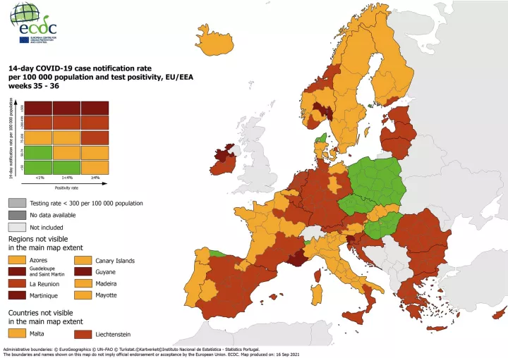 Χάρτης ECDC: Βελτιωμένη η επιδημιολογική εικόνα στη χώρα μας