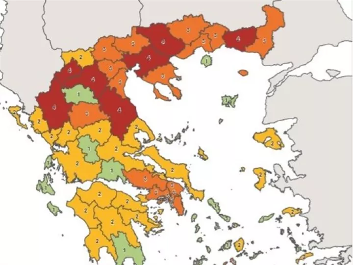 Ο νέος χάρτης υγειονομικής ασφάλειας - Οι «κόκκινες» και «πορτοκαλί» περιοχές